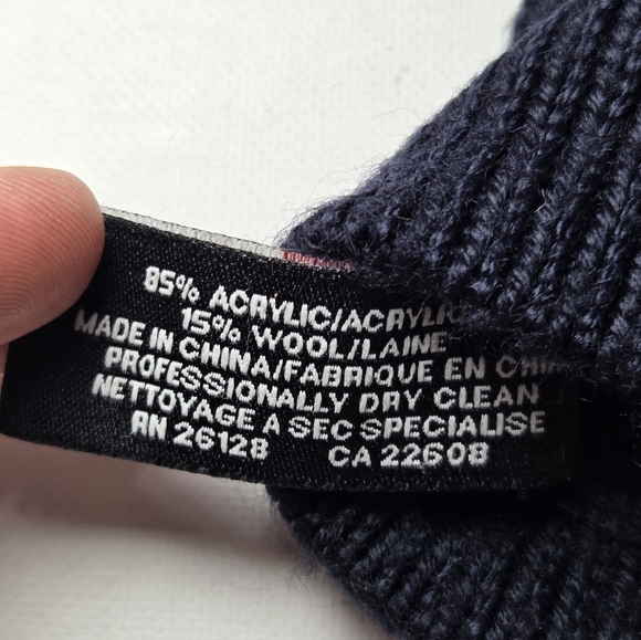 Vintage Polo Ralph Lauren Navy Blue Knit Beanie Hat USA Olympic American Flag - Picture 6 of 6